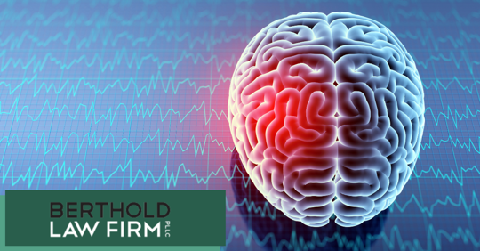 Berthold Law Firm logo and photo of a brain